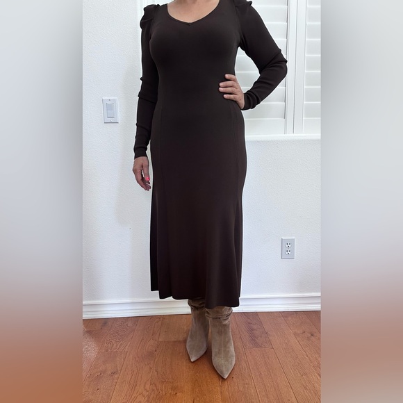 H&M premium maxi dress in size XS in dark brown color - Picture 1 of 7